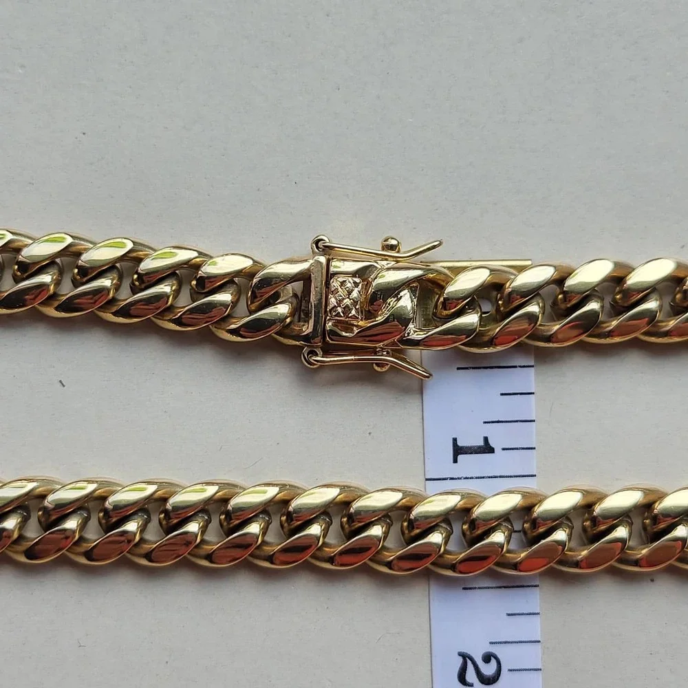 14K Gold Plated Stainless Steel Cuban Link Necklace 10mm Gold Chain